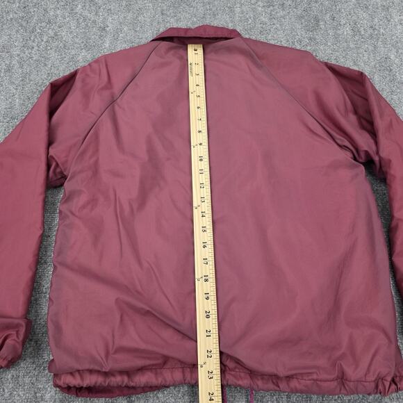 Vintage Sears Jacket Mens Small Maroon Nylon Coaches Lined Snap Front 90s Street - Picture 6 of 16